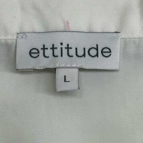 NWT | Ettitude | Sateen Long Sleeve PJ Shirt | Cloud | Large - Picture 9 of 16